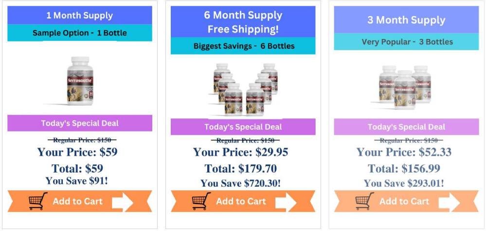 Product pricing information displayed on the supplement sales page